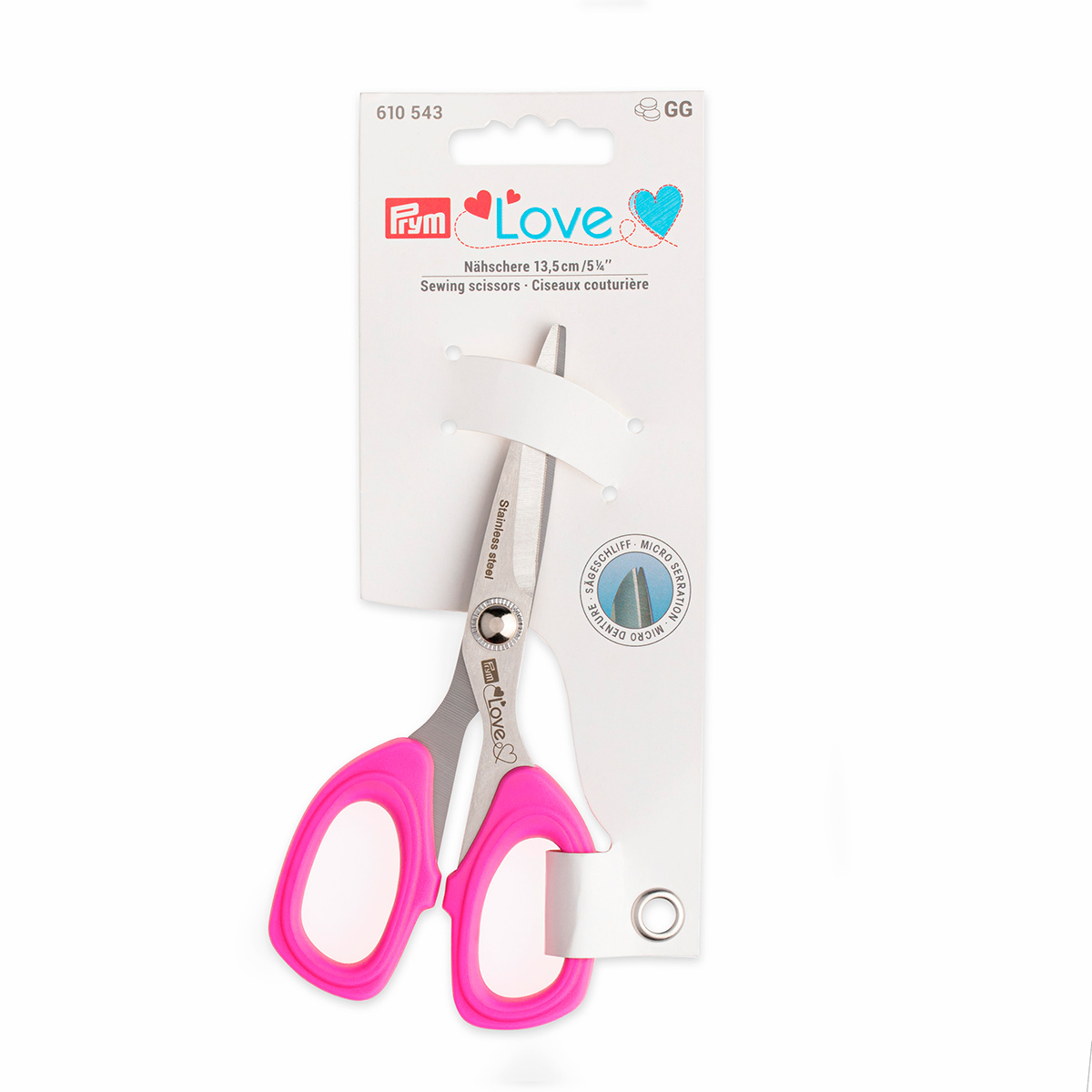 Ножницы для шитья Prym Love 13,5cм (610543), с микро-зубцами