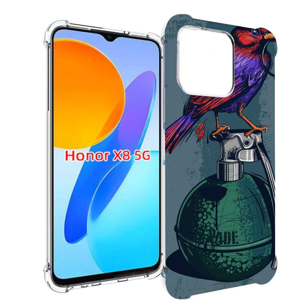 

Чехол MyPads птица с гранатой для Honor X8 5G, Прозрачный, Tocco