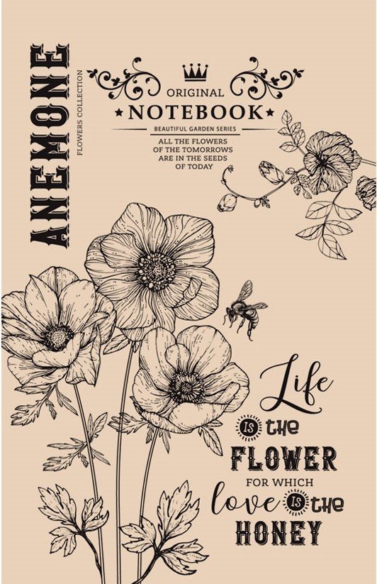 

Блокнот 80 л, 13*20, клетка, крафтовая обл., Anemone, 1504 (18391)