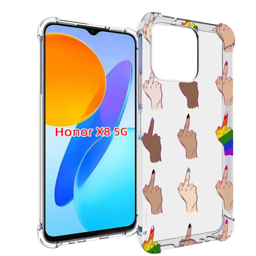 

Чехол MyPads разноцветные-руки для Honor X8 5G, Прозрачный, Tocco