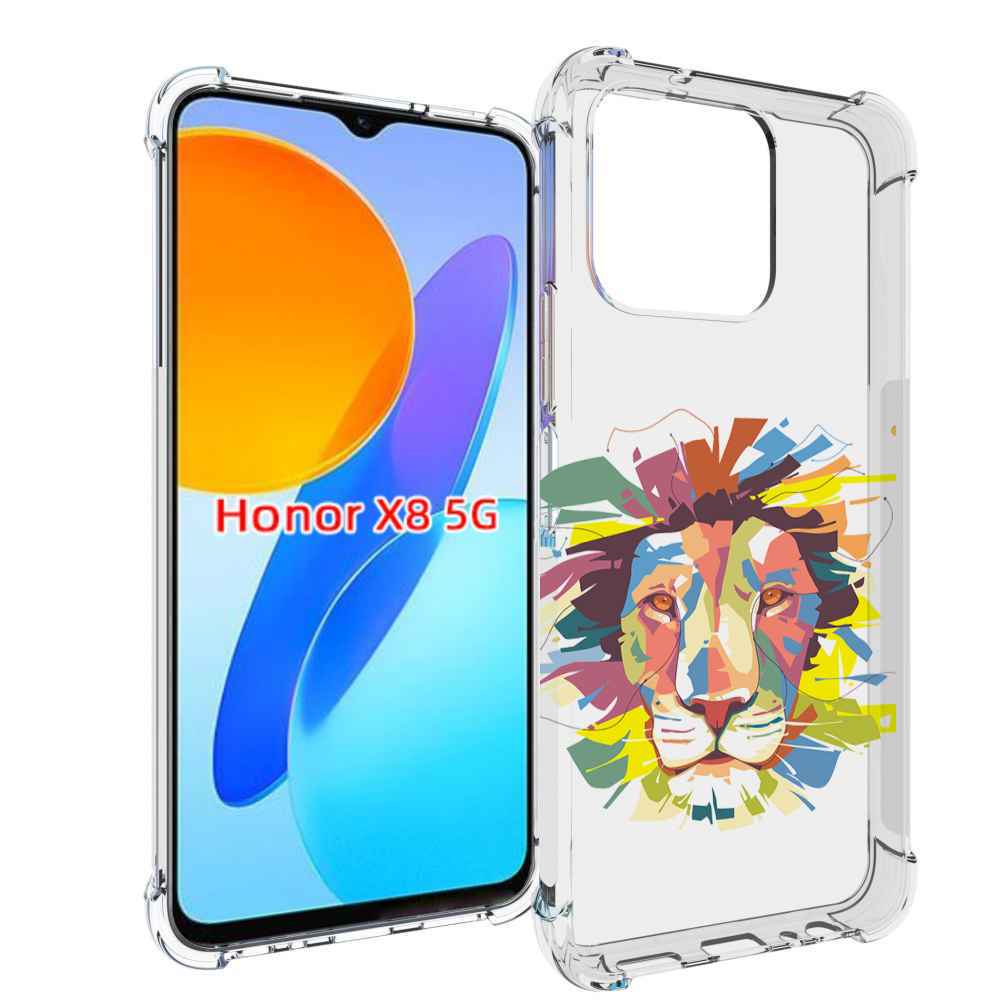 

Чехол MyPads разноцветный-лев детский для Honor X8 5G, Прозрачный, Tocco