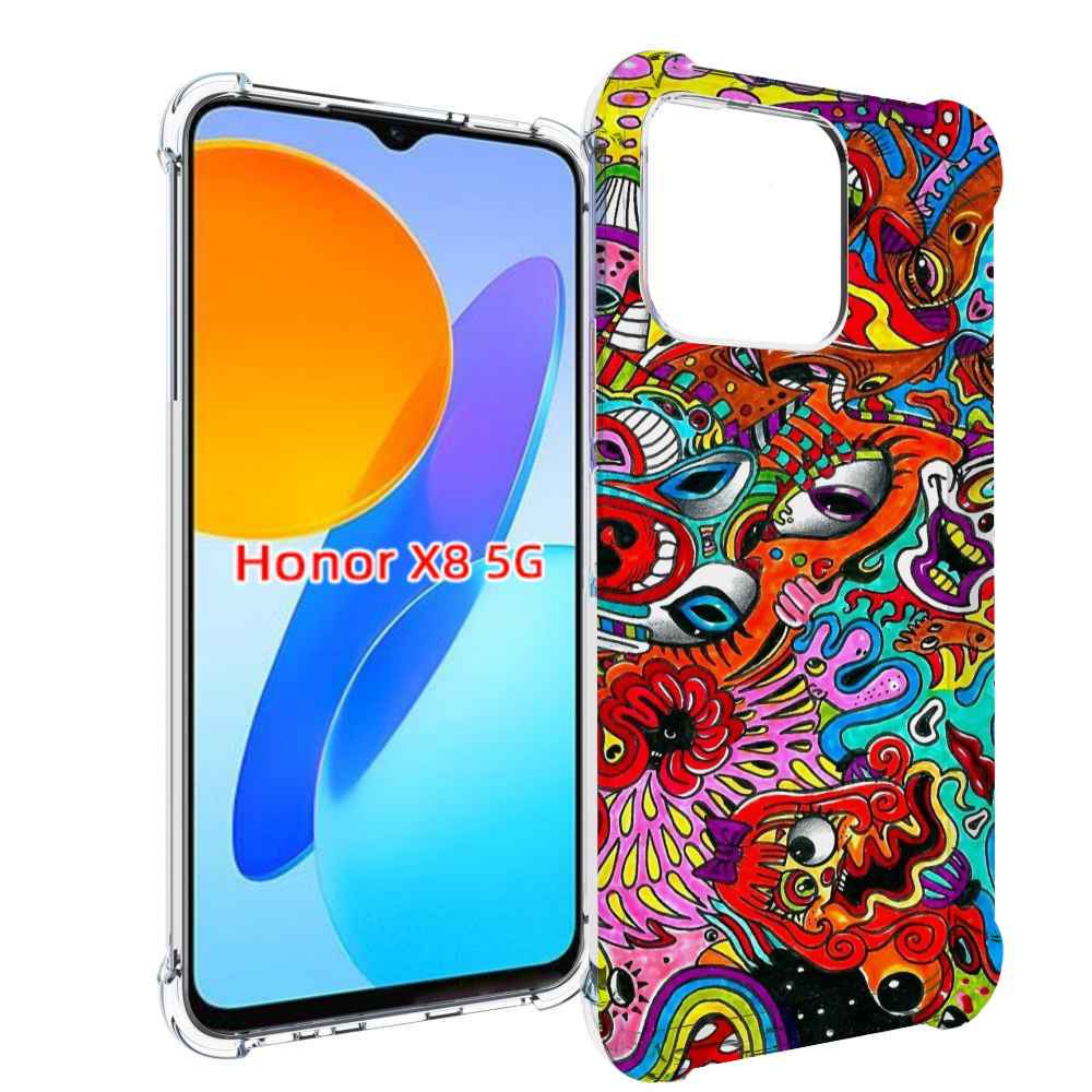 

Чехол MyPads разные абстракции яркие для Honor X8 5G, Прозрачный, Tocco