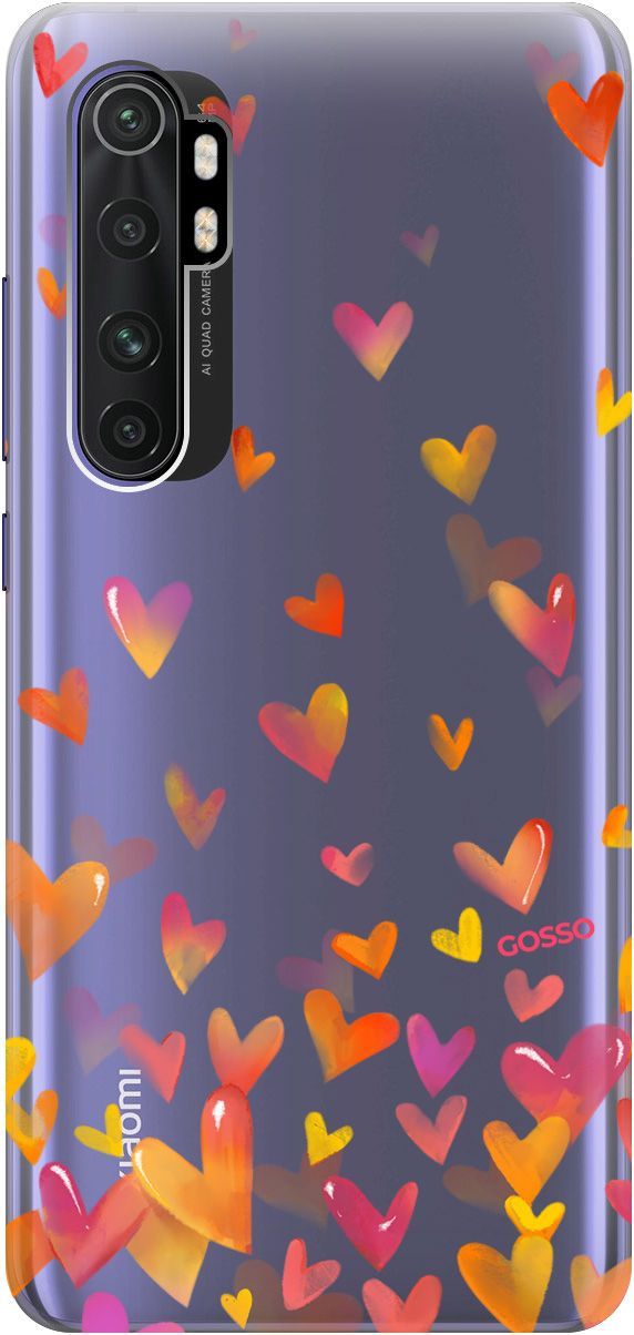 

Чехол на Xiaomi Mi Note 10 Lite "Flying Hearts" прозрачный, Прозрачный;желтый, 154