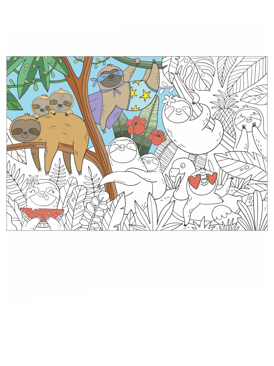 фото Раскраски - антистресс woozzee ленивцы в тропических листьях
