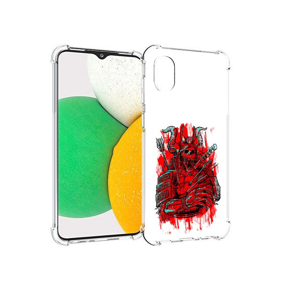 

Чехол MyPads Tocco для Samsung Galaxy A03 Core красный скелет воин (PT224480.538.413), Прозрачный, Tocco