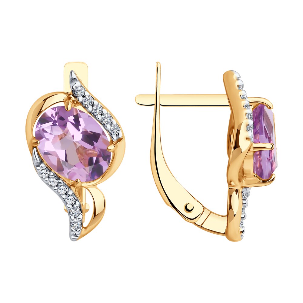 

Серьги из серебра SOKOLOV 92022698, фианит/аметист, 92022698