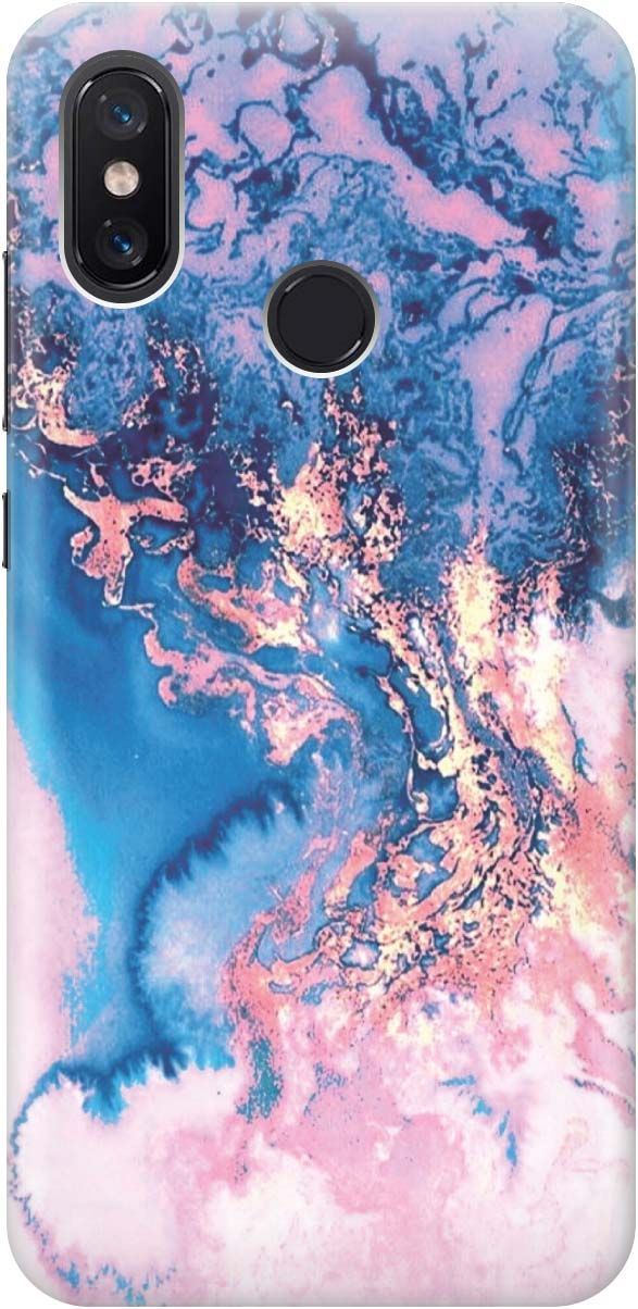 

Силиконовый чехол на Xiaomi Mi 8 "Синий мрамор", Голубой, 1212