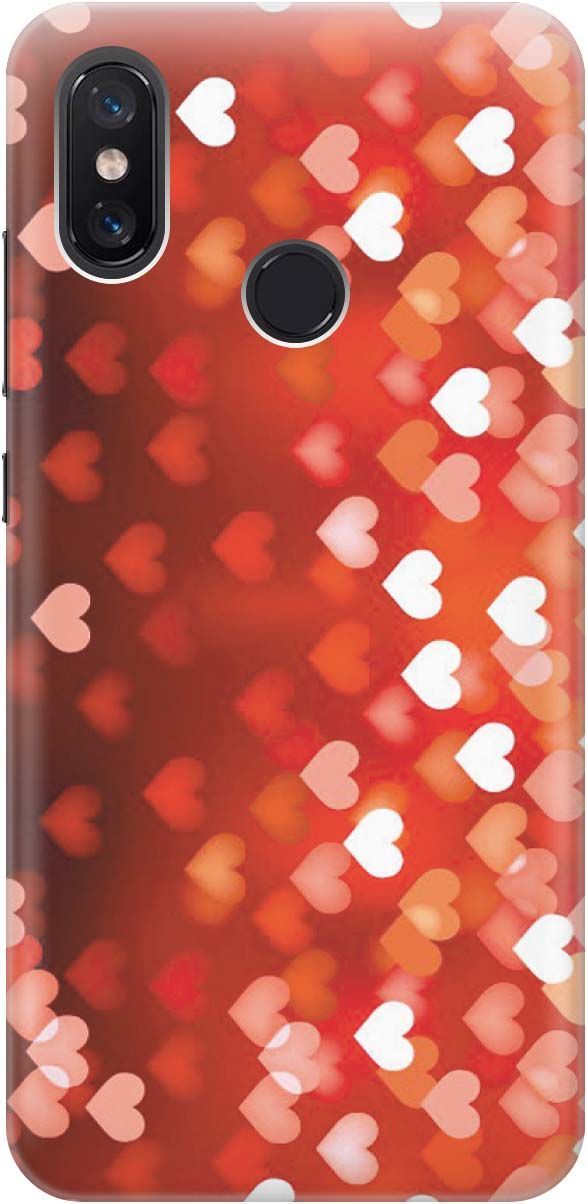 

Силиконовый чехол на Xiaomi Mi 8 "Бокэ из красных сердечек", Красный, 1212