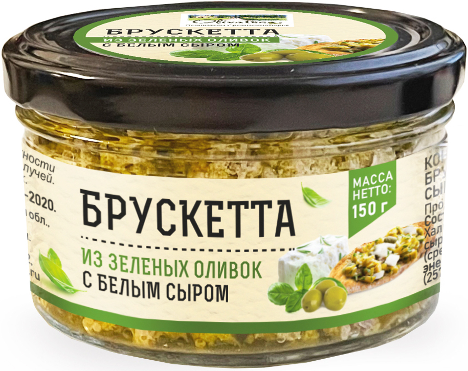 Брускетта Olivateca из зелёных оливок Халкидики с белым сыром, 150 г