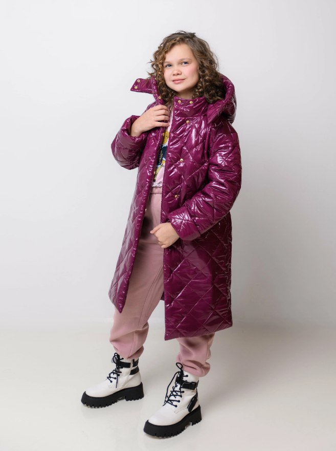 Пальто детское Стильные непоседы 1511, фиолетовый, 134