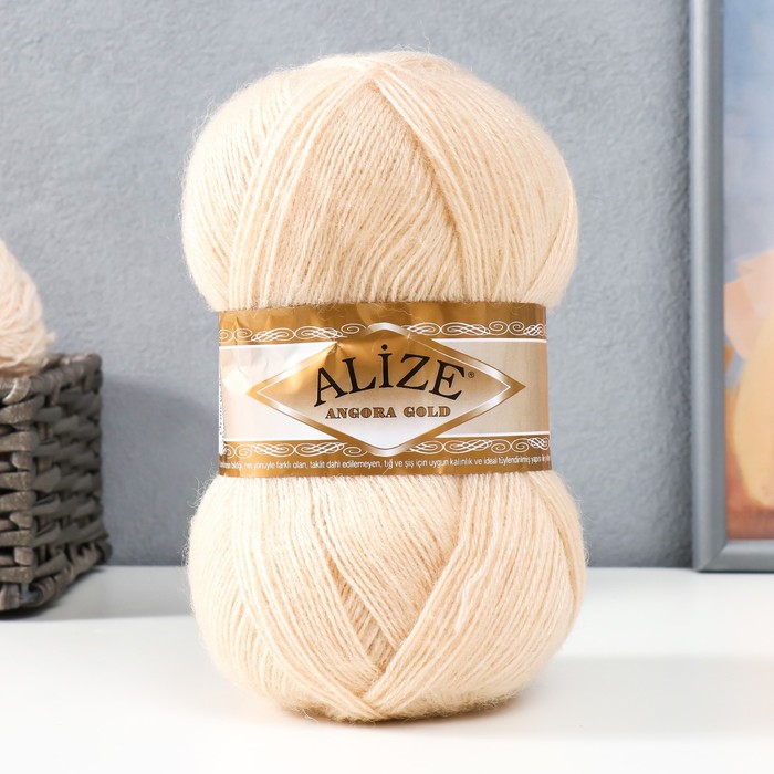 

Пряжа "Angora Gold" 20% шерсть, 80% акрил 550м/100гр (67 молоч. бежевый), Пряжа для вязания "Angora Gold"