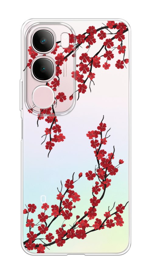 

Чехол на Vivo Y19s Красная сакура, Красный;черный, 2612350-1