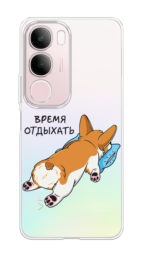 

Чехол на Vivo Y19s Корги отдыхает, Черный;коричневый;голубой, 2612350-1