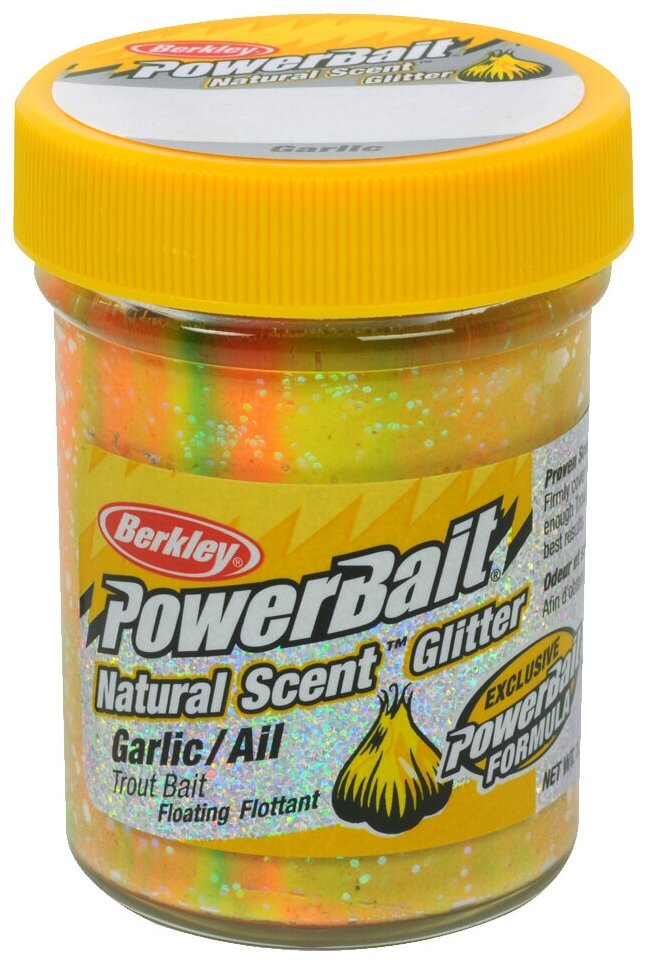 Паста форелевая Berkley PowerBait NATURAL SCENT Glitter TROUT BAIT 50gr GARLIC - RAINBOW