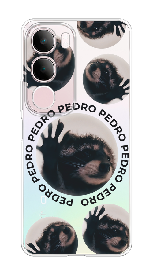 

Чехол на Vivo Y19s Pedro енот, Черный;бежевый;прозрачный, 2612350-1