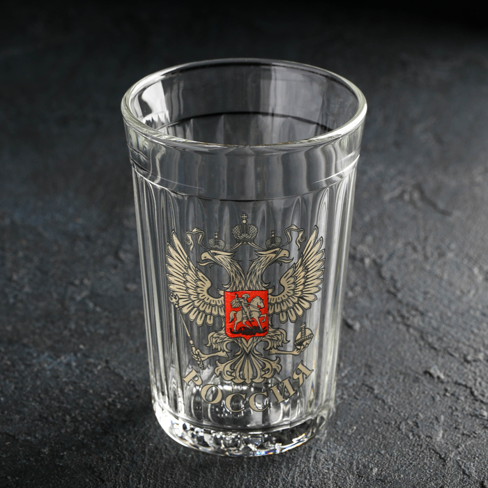 

Стакан гранёный «Герб России», 250 мл, Прозрачный, Посуда из стекла "Герб России"