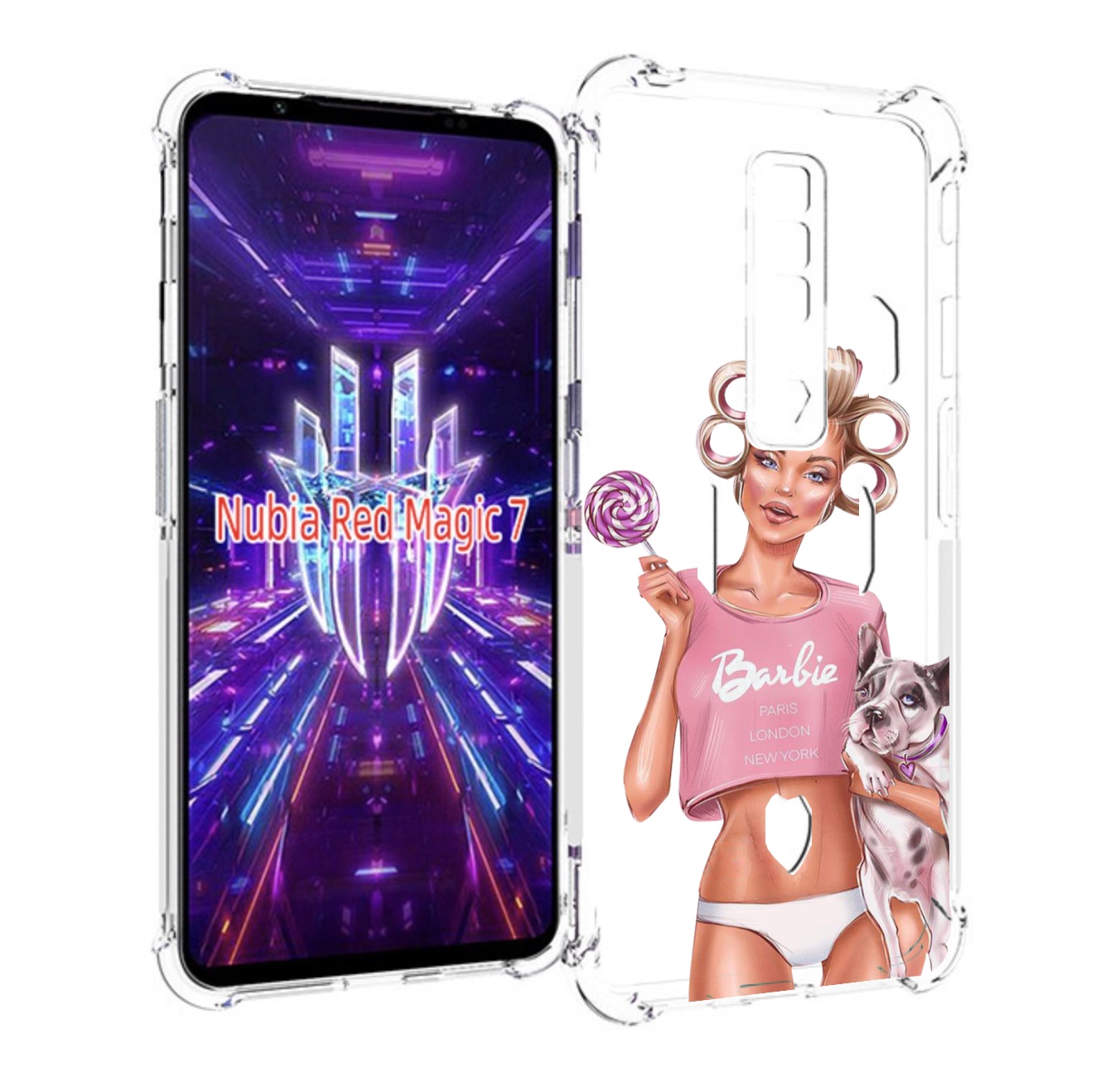 

Чехол MyPads Барби-с-собачкой женский для ZTE Nubia Red Magic 7, Прозрачный, Tocco
