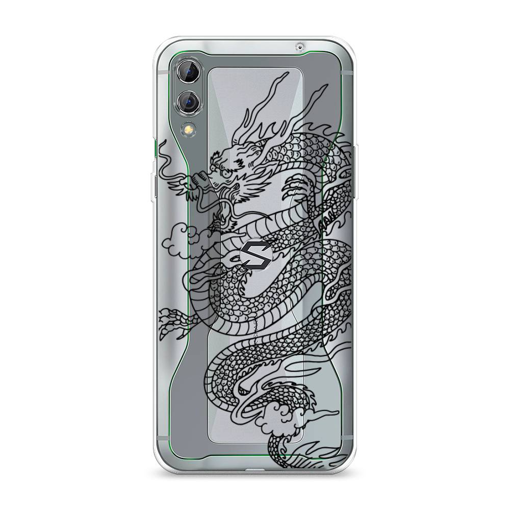 

Чехол на Xiaomi Black Shark 2 "Большой китайский дракон", Черный;серый, 36350-1