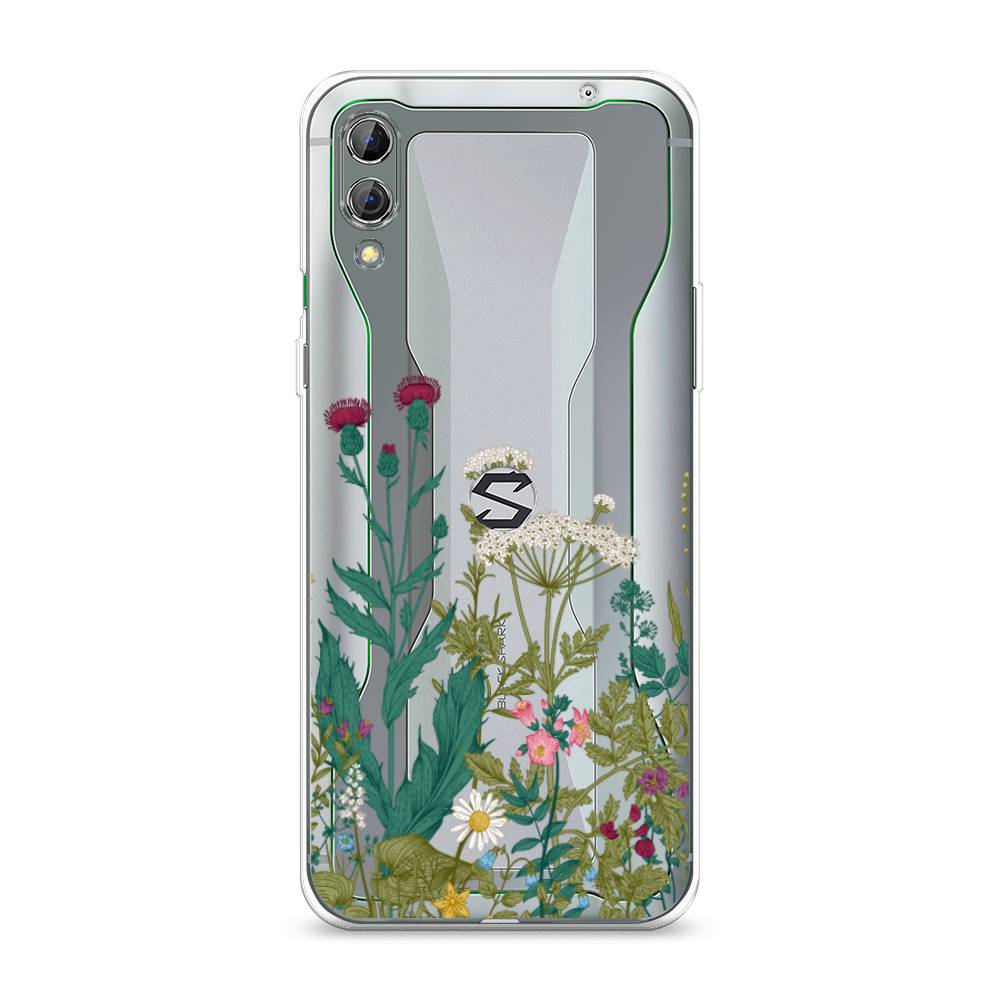 

Чехол на Xiaomi Black Shark 2 "Дикие полевые цветы", Зеленый;розовый;белый, 36350-2