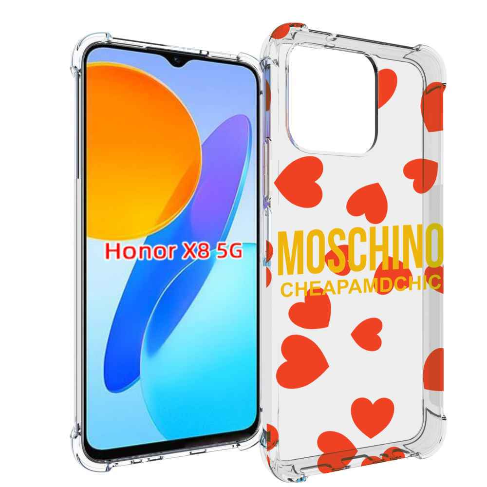 

Чехол MyPads сердца-москино для Honor X8 5G, Прозрачный, Tocco