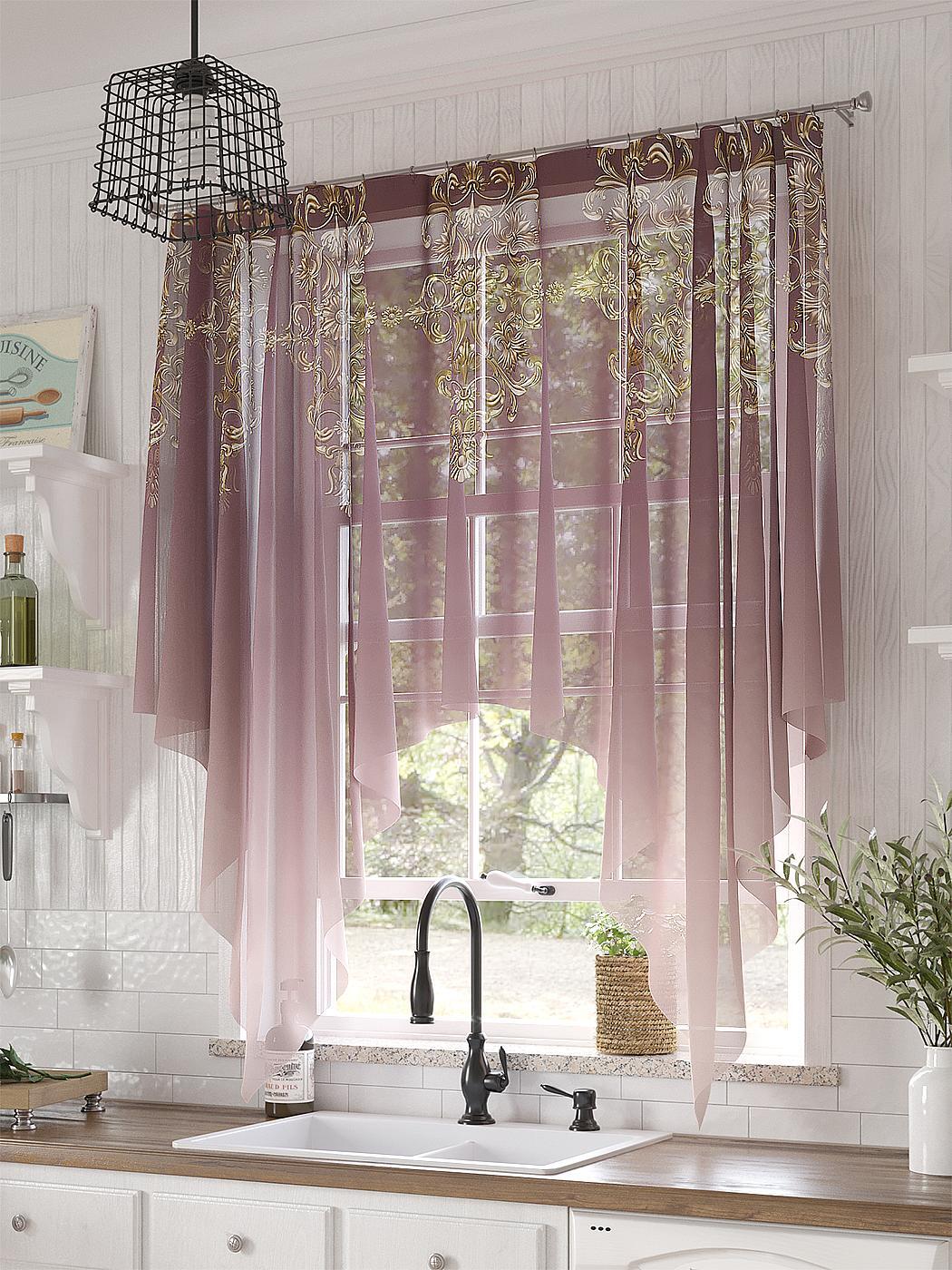 

Тюль AT HOME / шторы в комнату 200х145 см / Нелонвис (брусничный), 534240