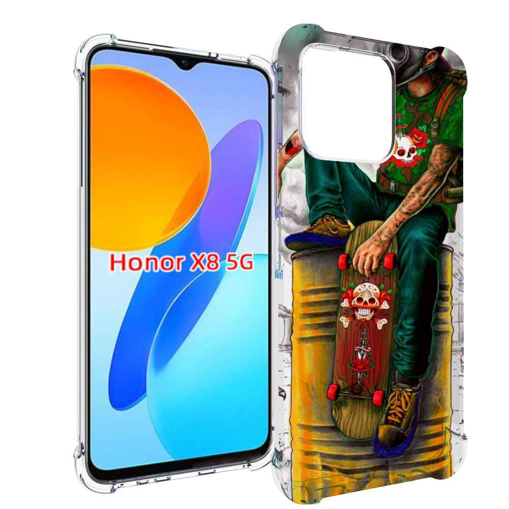 

Чехол MyPads скейтер в противогазе для Honor X8 5G, Прозрачный, Tocco