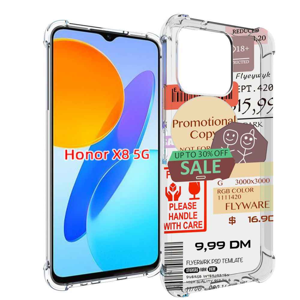 

Чехол MyPads скидочные-купоны-принт для Honor X8 5G, Прозрачный, Tocco