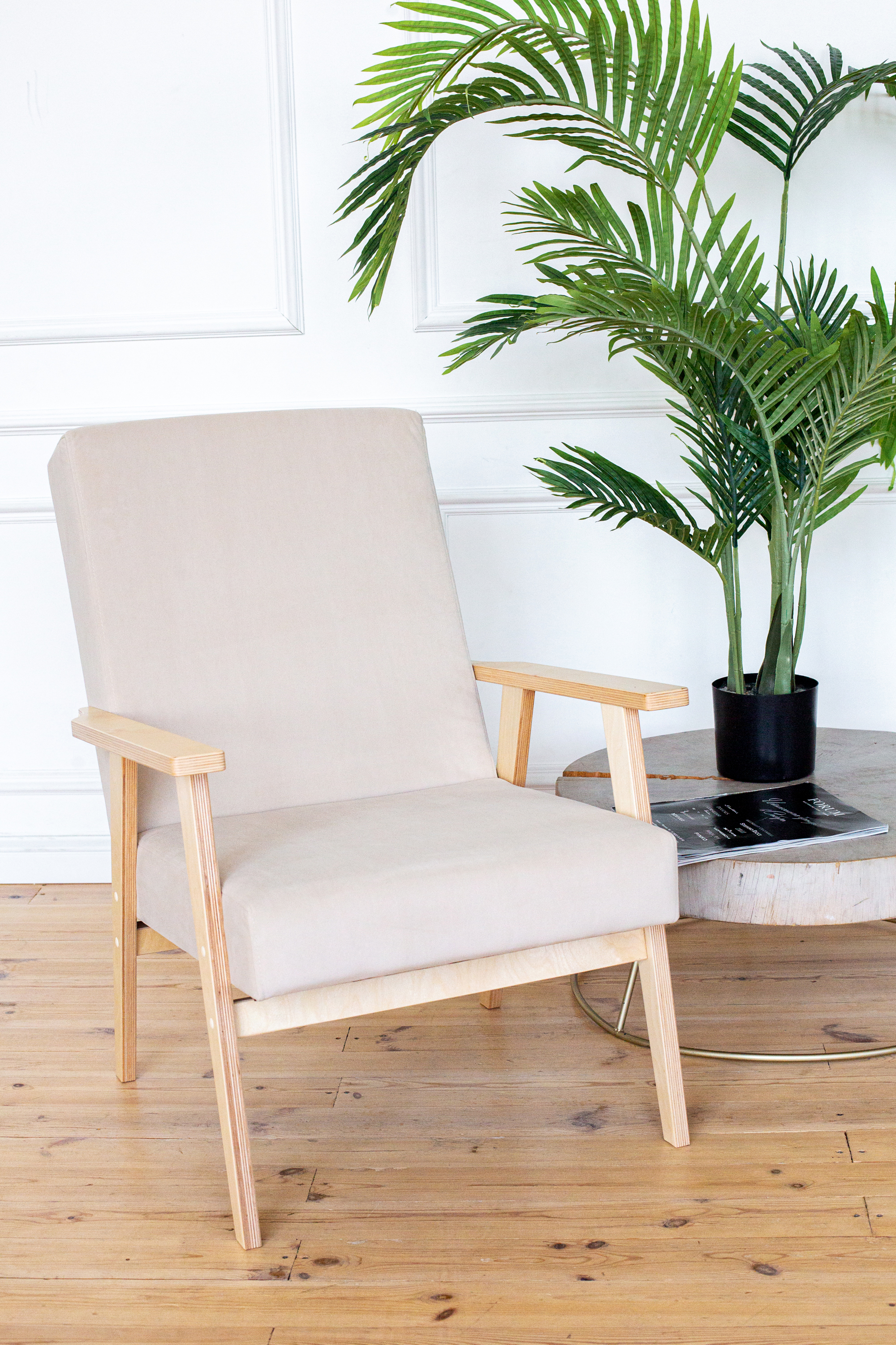 Кресло ТМ Кресло Сибири Купер для дома, дачи, Ванильное мороженое (Ultra Ivory+береза)