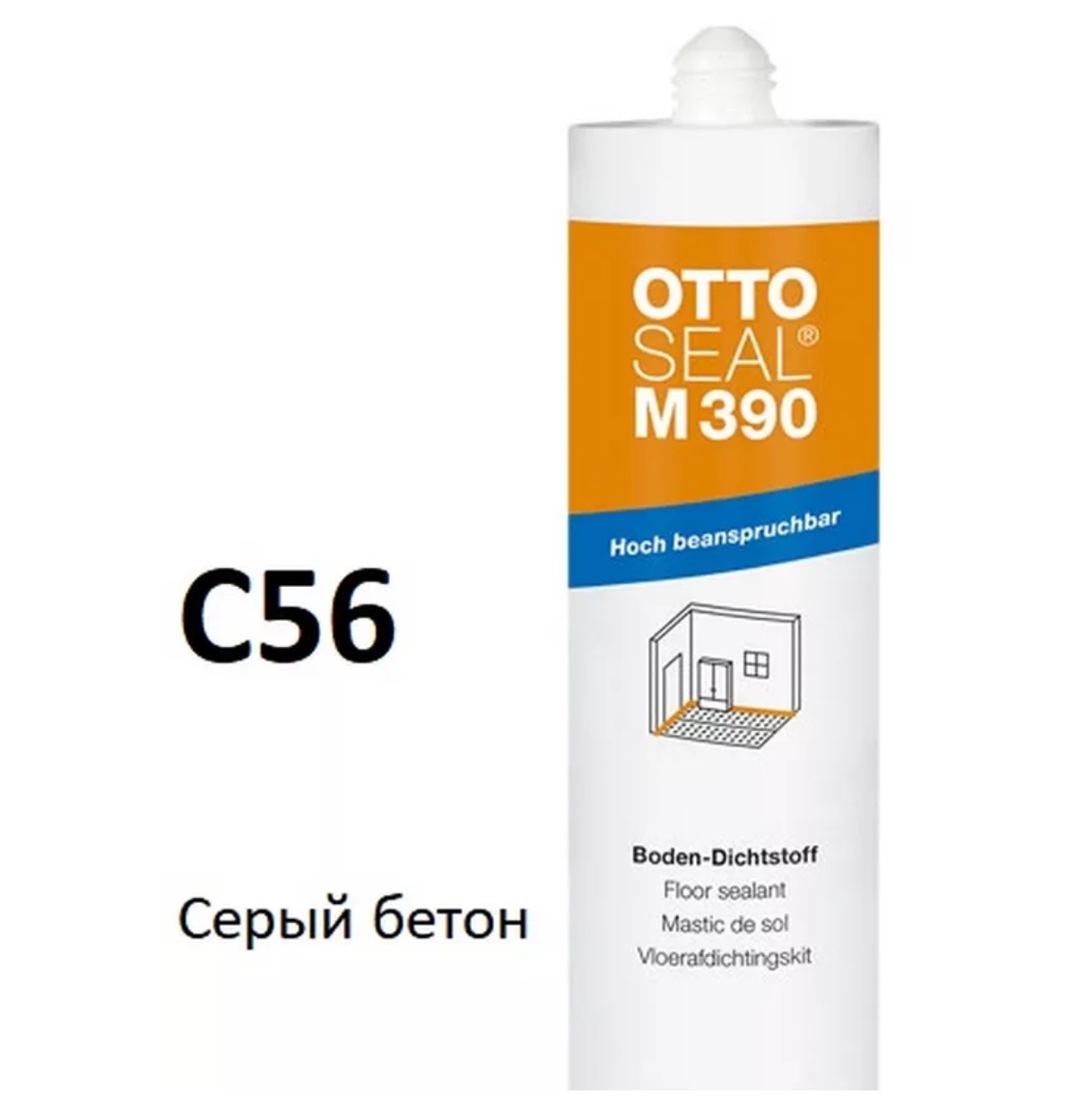 гибридный STP-герметик для напольных покрытий OTTOSEAL M390 C56 (серый бетон), 310мл