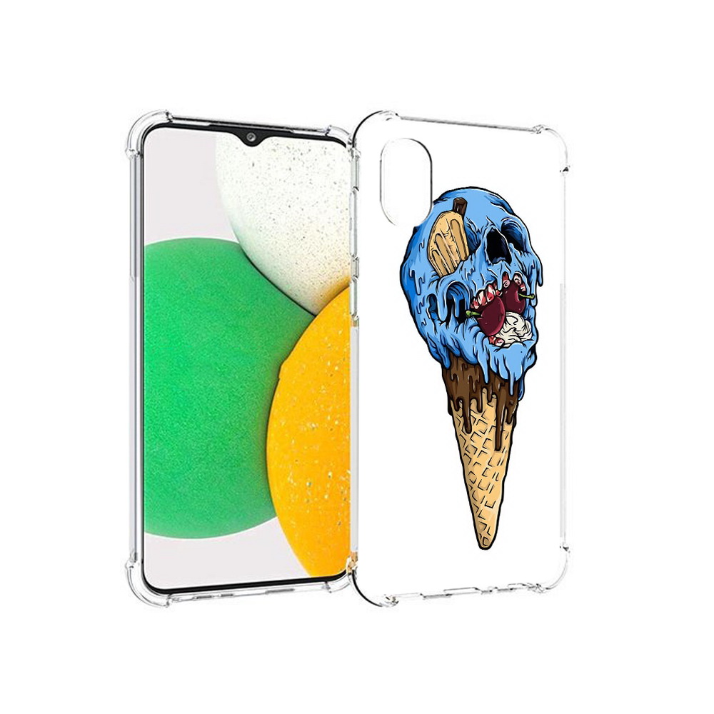 

Чехол MyPads Tocco для Samsung Galaxy A03 Core мороженное череп (PT224480.538.484), Прозрачный, Tocco
