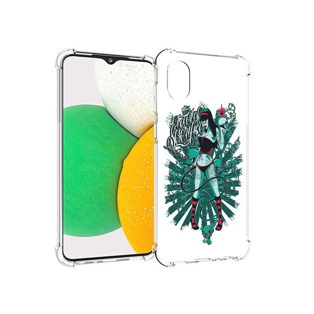 

Чехол MyPads Tocco для Samsung Galaxy A03 Core нарисованная девушка в татуировках, Прозрачный, Tocco