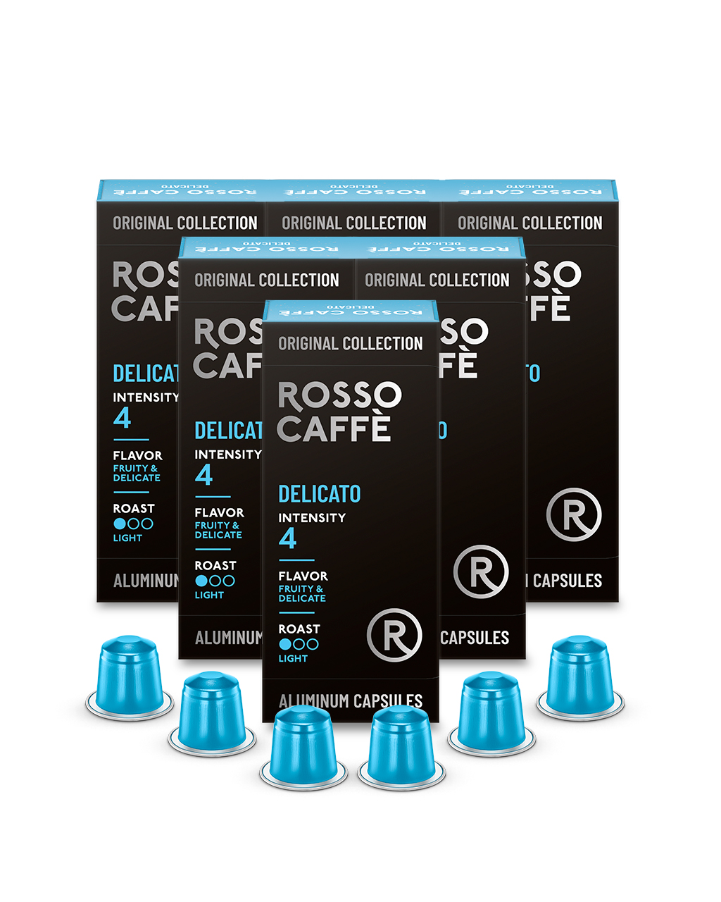 

Кофе капсульный Rosso Caffe Delicato светлой обжарки, 60 капсул, DELICATO10