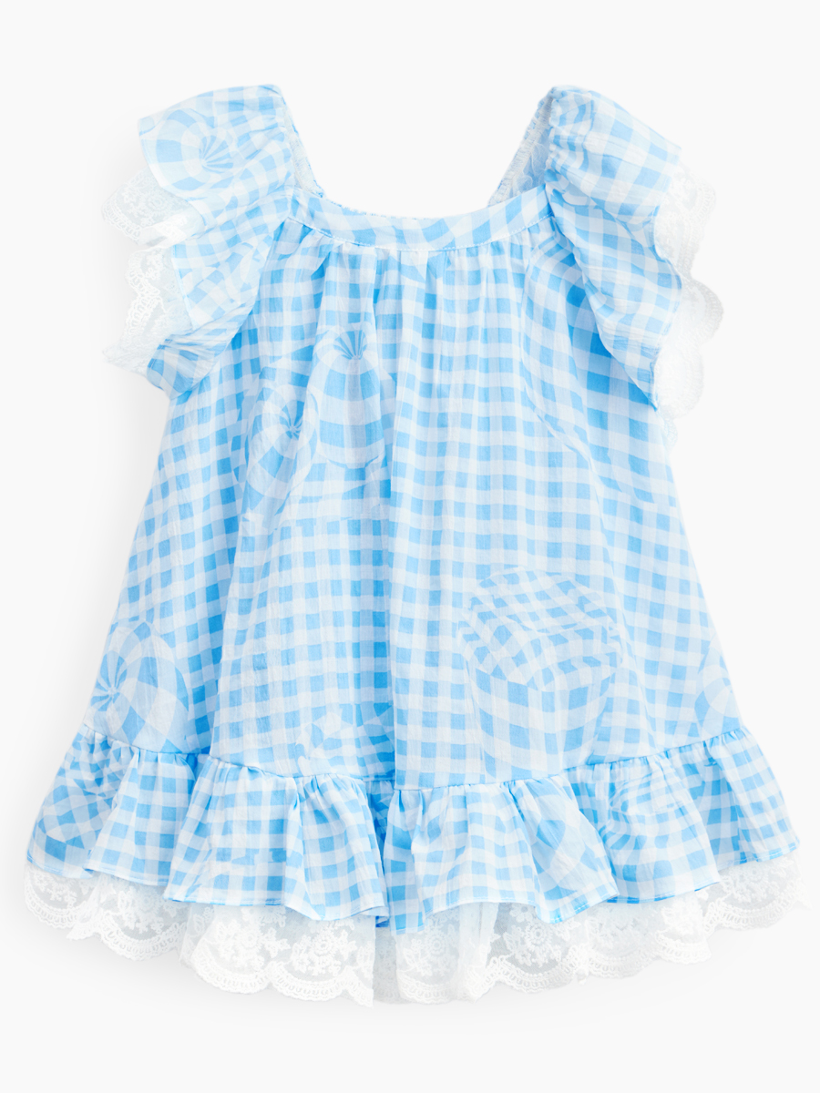 Платье детское Happy Baby 88189, light-blue cell, 86 футболка оверсайз с коротким рукавом оранжевая button blue 110