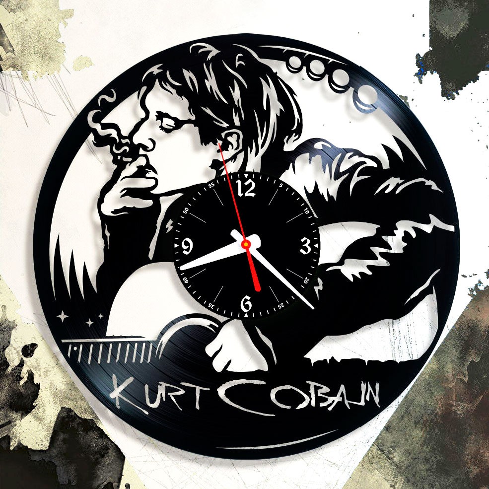 фото Часы из виниловой пластинки (c) vinyllab - kurt cobain