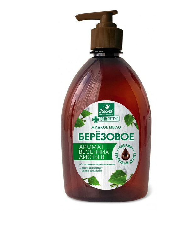 Жидкое мыло Весна Главаптека березовое, 500 г х 3 шт. дезинфицирующее жидкое мыло sanipone pro санипон про с отдушкой 5 литров