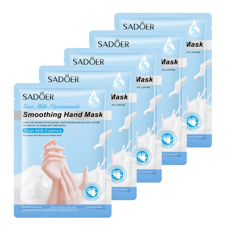 Набор Sadoer Увлажняющая тканевая маска для рук с эссенцией козьего молока х 5 шт тканевая маска для лица kapous увлажняющая с морской водой 25 г