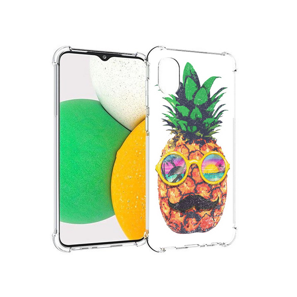 

Чехол MyPads Tocco для Samsung Galaxy A03 Core прикольный ананас с лицом, Прозрачный, Tocco