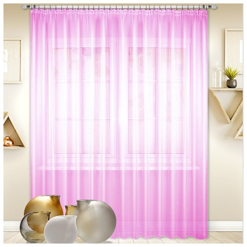 Тюль в гостиную Nivasan размер 600х270 цвет: розовый