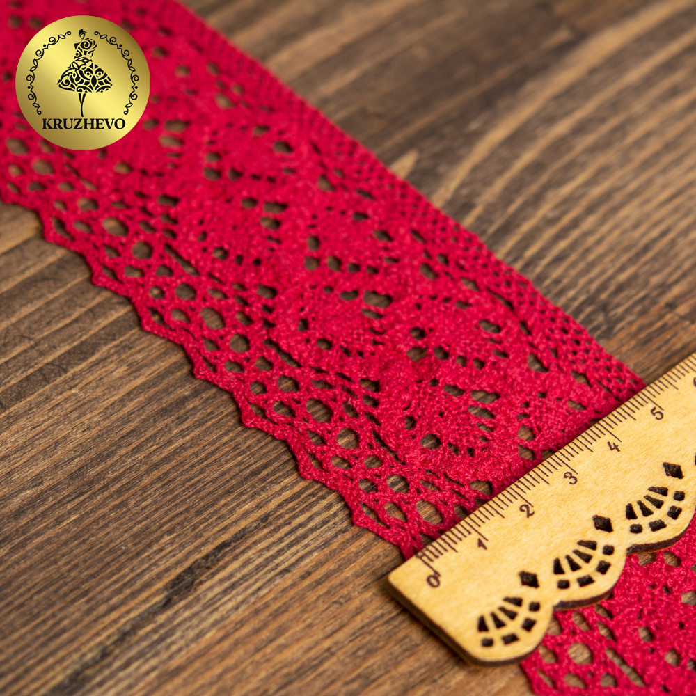 

Тесьма вязаная KRUZHEVO 50мм цв.26 бордовый уп.2,5 м, Красный, koll29