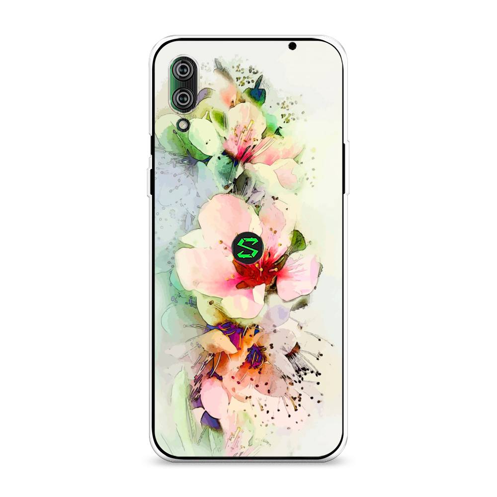 

Чехол на Xiaomi Black Shark 2"Нежные цветы", Зеленый;розовый, 36450-2