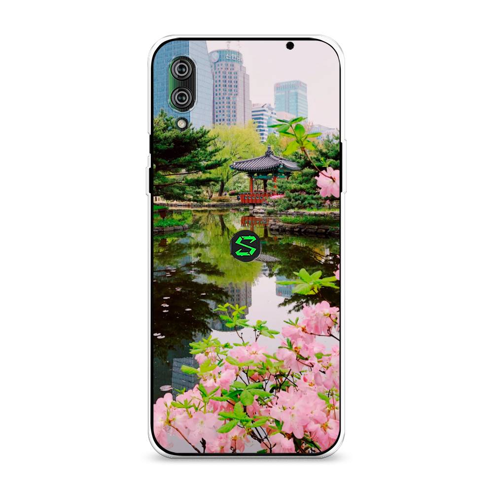 

Чехол на Xiaomi Black Shark 2"Сакура возле озера", Зеленый;розовый;голубой, 36450-2