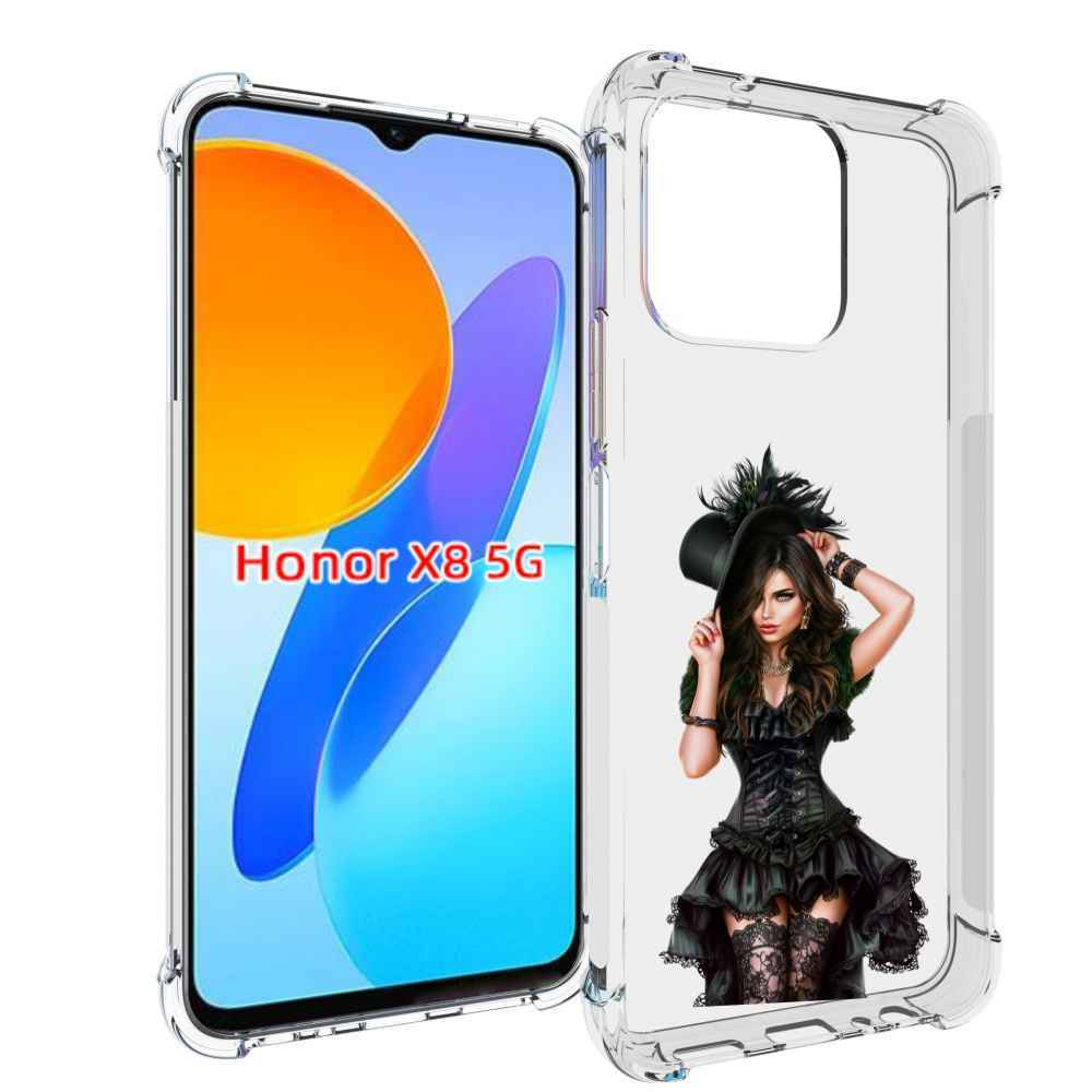 

Чехол MyPads стройная-девушка-в-черном-платье для Honor X8 5G, Прозрачный, Tocco