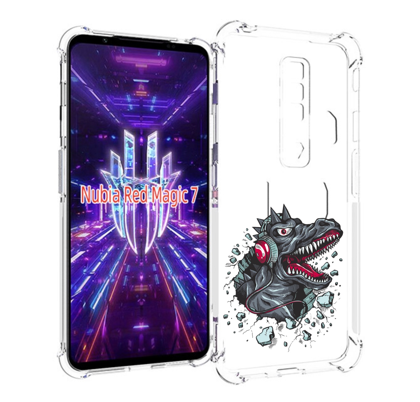 

Чехол MyPads Нарисованный динозавр в наушниках для ZTE Nubia Red Magic 7, Прозрачный, Tocco