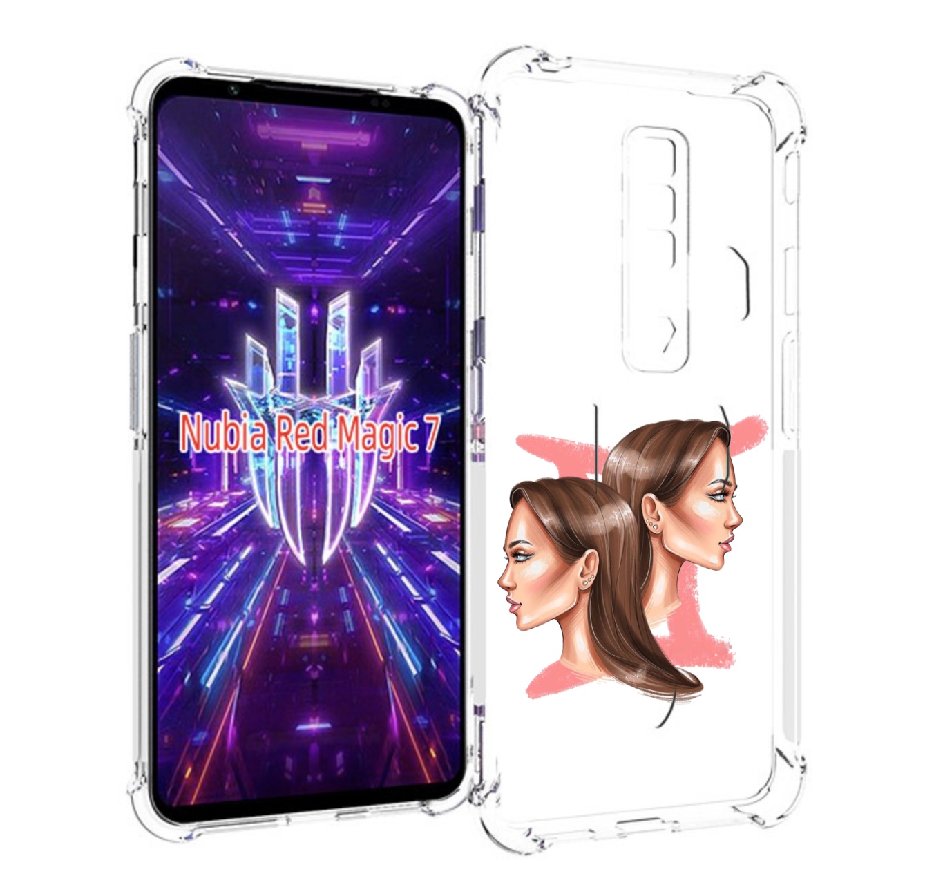 

Чехол MyPads Девушка-Близнецы женский для ZTE Nubia Red Magic 7, Прозрачный, Tocco