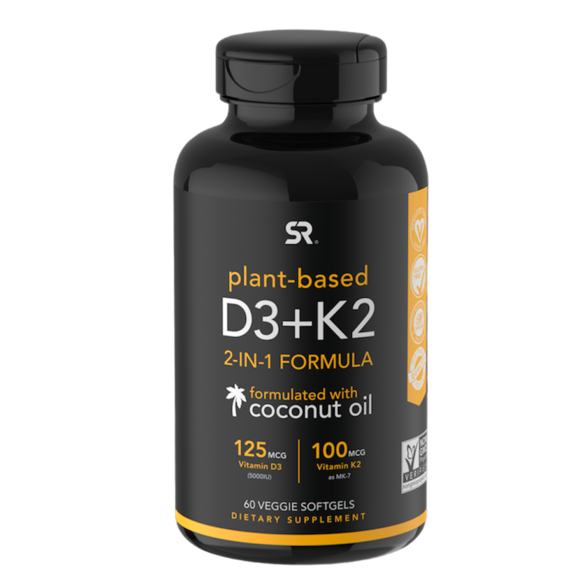 Витамин K2 + D3 Sports Research 100 мкг + 5000 МЕ с кокосовым маслом 60 капсул