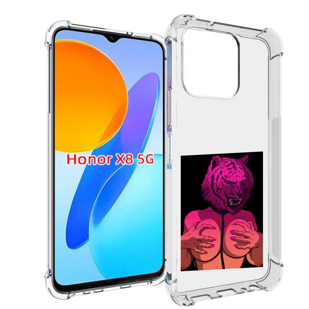 

Чехол MyPads тигр с секретом женский для Honor X8 5G, Прозрачный, Tocco