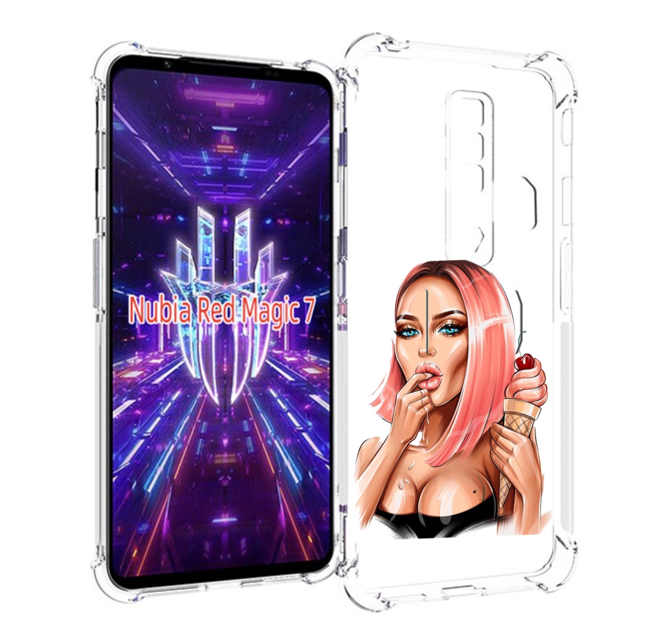 

Чехол MyPads Девушка-и-мороженое женский для ZTE Nubia Red Magic 7, Прозрачный, Tocco