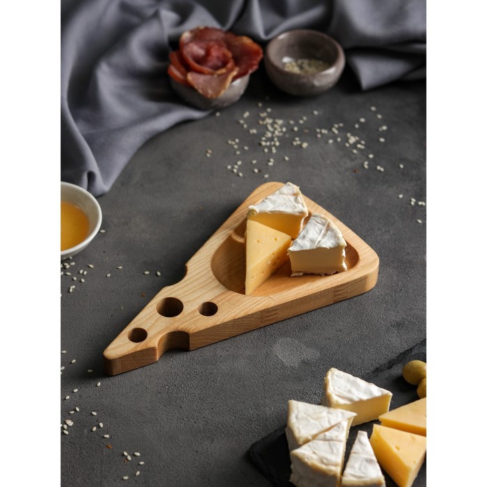 фото Доска для сыра adelica «для подачи», 20×15×1,8 см, массив берёзы nobrand
