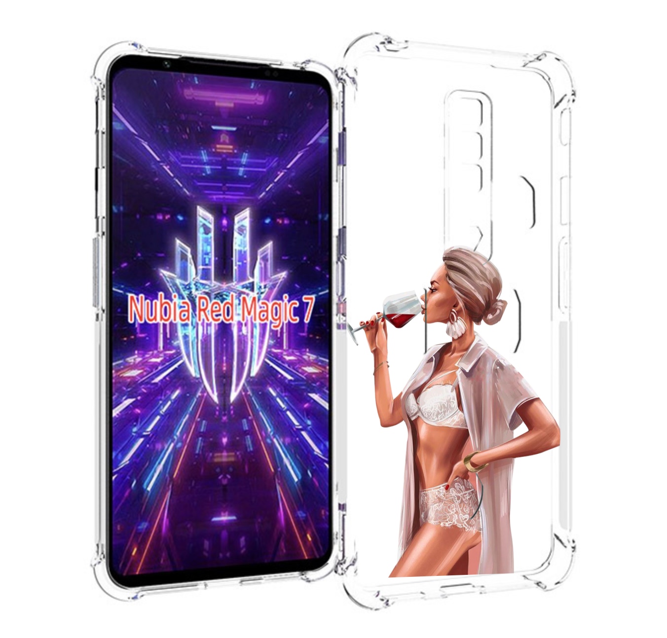 

Чехол MyPads Девушка-с-вином женский для ZTE Nubia Red Magic 7, Прозрачный, Tocco