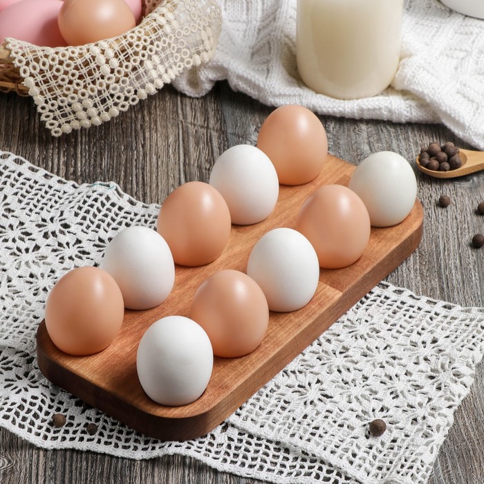 фото Подставка для яиц adelica, 10 отделений, 12×25×1,8 см, массив берёзы nobrand